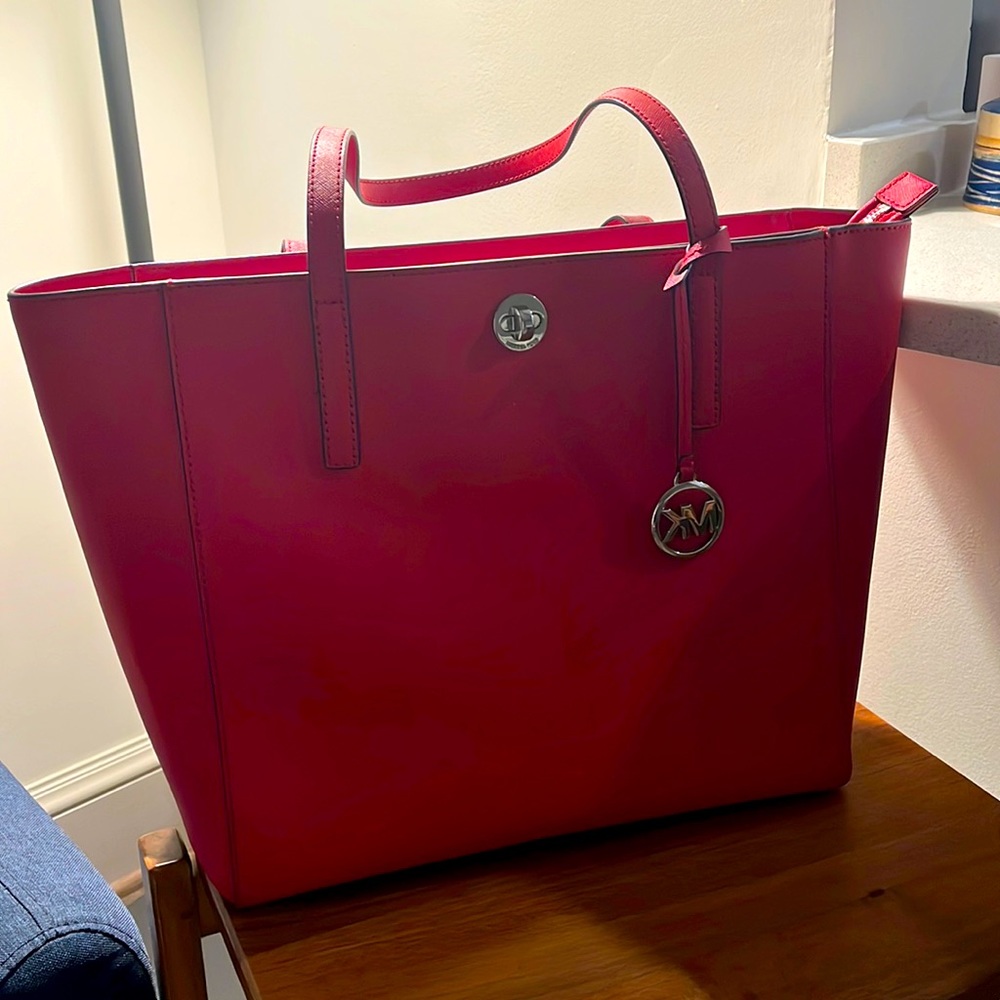 Michael Kors Rivington Large Saffiano Leather Tote Bag Red
